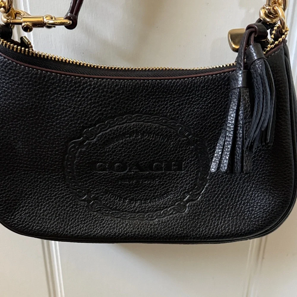 Coach Black Pebbled Leather Crossbody Bag - Picture 2 of 6
